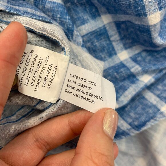 Johnnie O Alto Shirt Mens XL Laguna Blue Windowpane Plaid Cotton Button Up - Picture 9 of 13